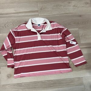 Old Navy Red and Pink Striped Polo Shirt